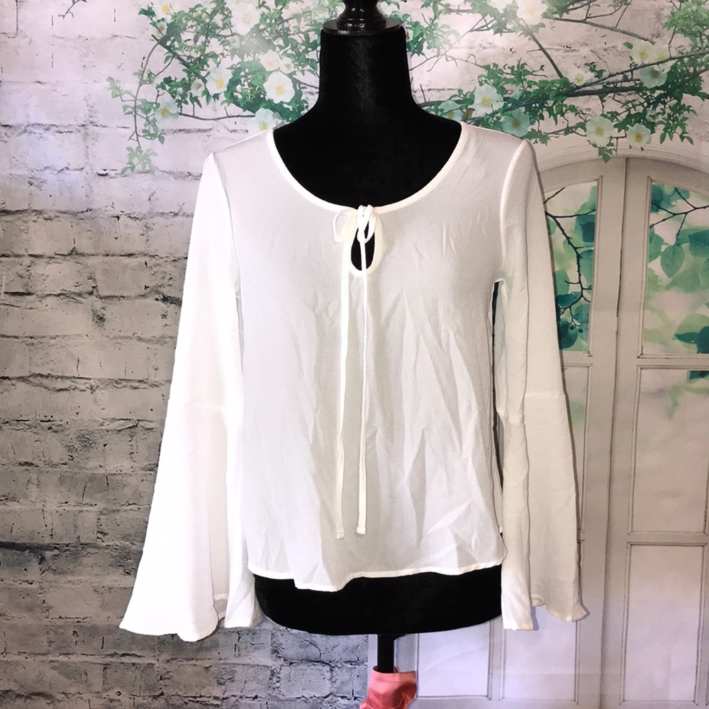 NEW⭐️White Polly & Esther Long Sleeve Size XS Sheer Blouse 🤍